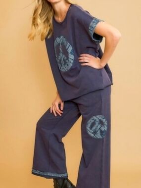 Umgee Wide-Leg Matching Peace Sign Set